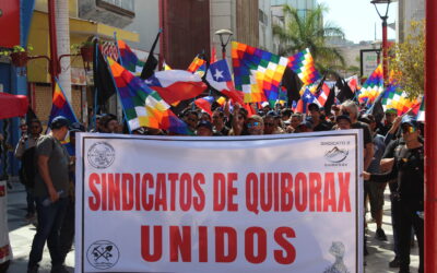 Sindicatos Quiborax marchan por centro de Arica demandando solución de la autoridad ante conflicto con CONAF que amenaza continuidad operacional